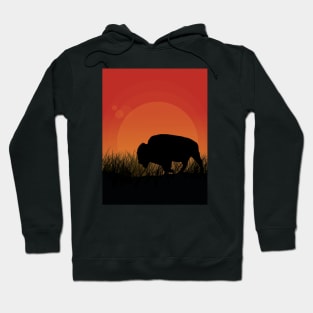 Buffalo Silhouette at Sunset Hoodie